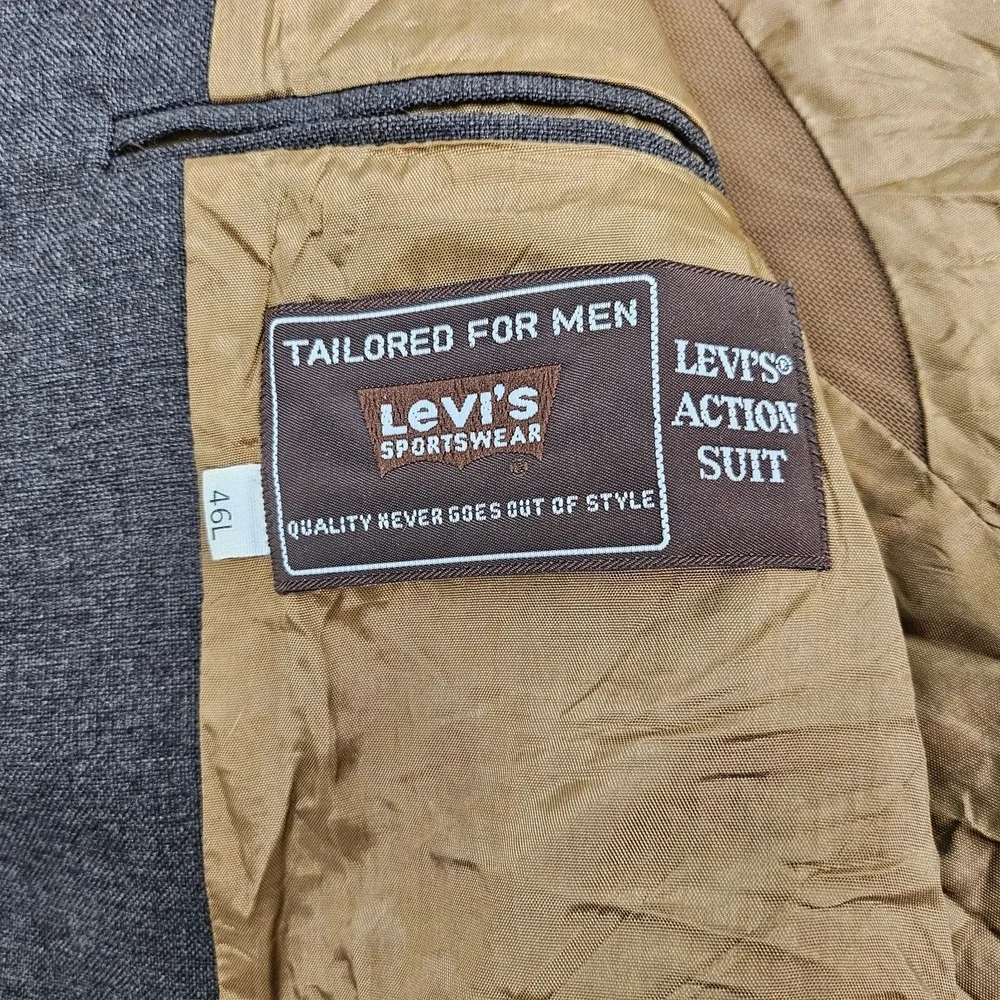 Vintage Levis Action Suit Sportswear Blazer Mens 46 Long Lined‎ Button Up Jacket